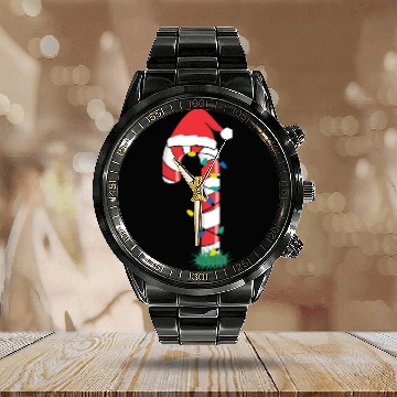 Discover Christmas Candy Cane Santa Xmas Kids Toddler Youth Calendar Steel Band Watch