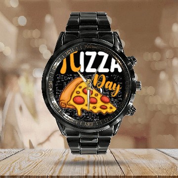 Discover Pizza Pi Day Math Mathematics Lovers Calendar Steel Band Watch