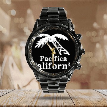 Discover Pacifica California Palm Tree Souvenirs Gifts Calendar Steel Band Watch