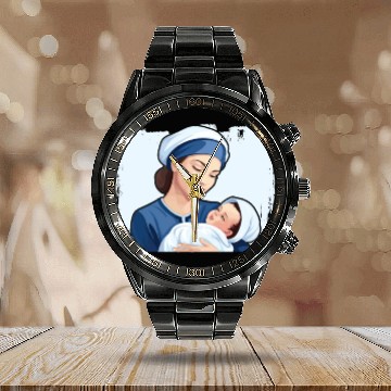 Discover Registered Nurse Medical Medicine Neonatal Nurse Calendar Steel Band Watch