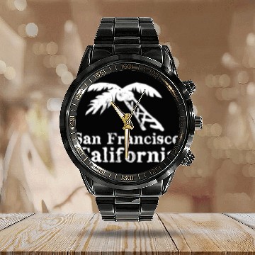 Discover San Francisco California Palm Tree Souvenirs Gifts Calendar Steel Band Watch