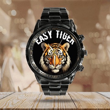 Discover Easy Tiger Face Calendar Steel Band Watch