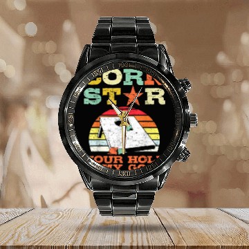 Discover Corn Star Your Hole is My Goal Vintage Cornhole Calendar Steel Band Watch