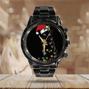 Discover Santa Black Cat Tangled Sup In Christmas Calendar Steel Band Watch
