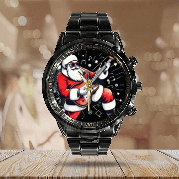 Discover Santa Claus Guitarist Merry Christmas Calendar Steel Band Watch