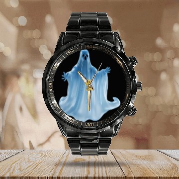 Discover A close-up image of a ghost. Calendar Steel Band Watch