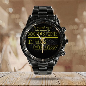 Discover Best Coder Mom In The Galaxy Mother's Day Gift Calendar Steel Band Watch