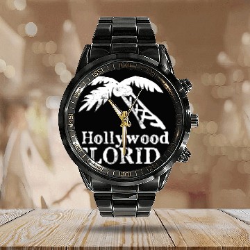 Discover Hollywood Florida Palm Tree Souvenirs Gifts Calendar Steel Band Watch