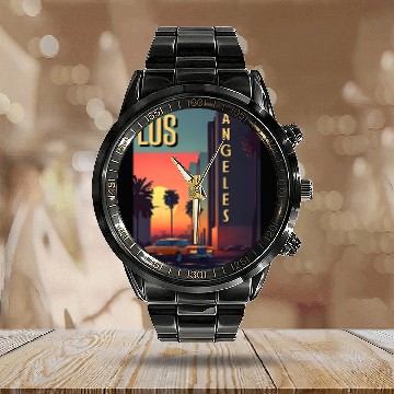 Discover Vintage car in Hollywood Los Angeles Calendar Steel Band Watch