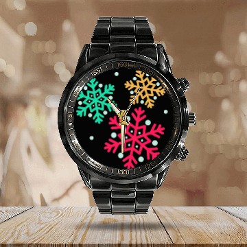 Discover Snowflake, Winter sports Calendar Steel Band Watch