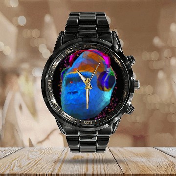 Discover Gorilla with headphones low poly pop art Calendar Steel Band Watch