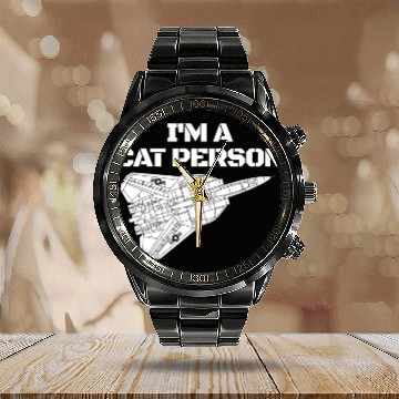 Discover I'm Cat Person F14 Tomcat Fighter Jet Schematicf14 Calendar Steel Band Watch