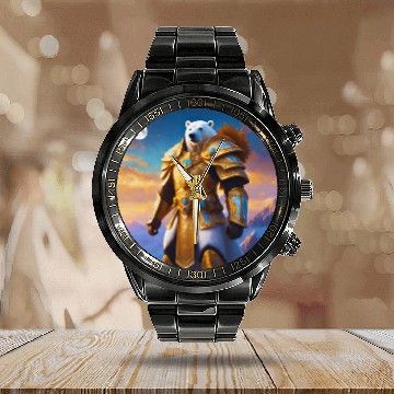 Discover King Polar Bear Calendar Steel Band Watch