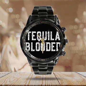 Discover Tequila Blooded Calendar Steel Band Watch - Funny Mexican Alcohol