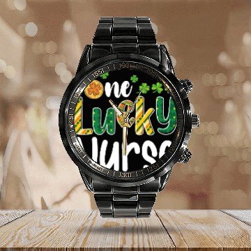 Discover One Lucky Nurse St Patrick's Day Calendar Steel Band Watch