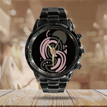 Discover Abstract Swirls Stars Sun Shapes Vector Design Calendar Steel Band Watch