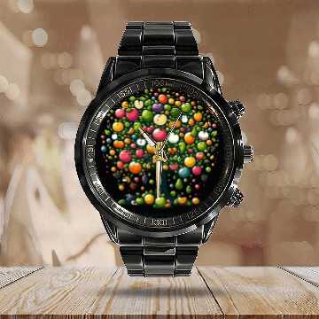 Discover Playful tree with fruits - natural wealth Calendar Steel Band Watch