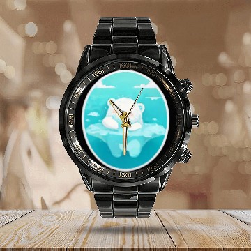 Discover Cute Polar Bear Calendar Steel Band Watch