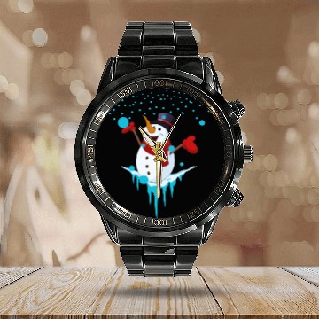 Discover Snowman Calendar Steel Band Watch