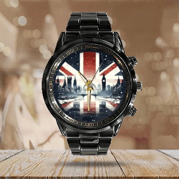 Discover Winter London Travel Vintage Logo Calendar Steel Band Watch