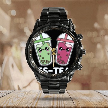 Discover Best-Teas - Bubble Tea Kawaii Boba Tea Love Calendar Steel Band Watch