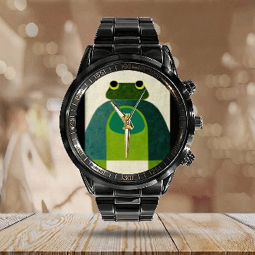 Discover Mod Frog Tres - Frog Art design Calendar Steel Band Watch