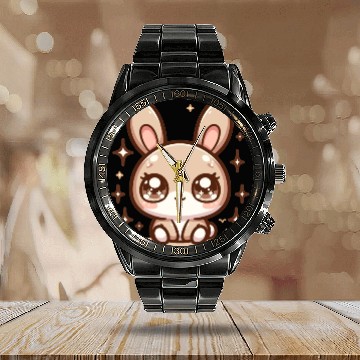 Discover Rabbit Bubble Tea Kawaii Calendar Steel Band Watch