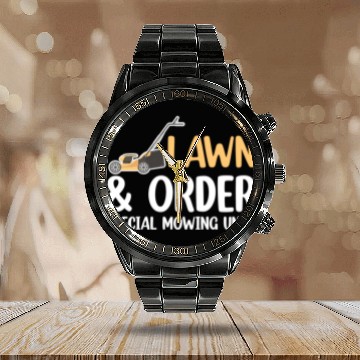 Discover Lawn & Order Special Mowing Unit Funny Lawn Care Calendar Steel Band Watch