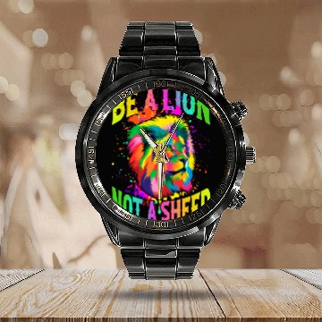 Discover Be A Lion Not A Sheep Calendar Steel Band Watch