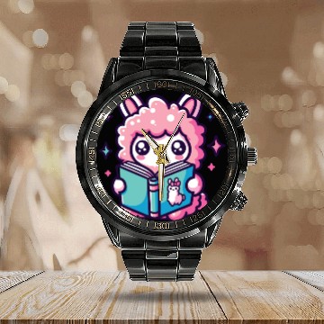 Discover Little Cute Llama Calendar Steel Band Watch