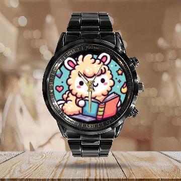 Discover Little Cute Llama Calendar Steel Band Watch