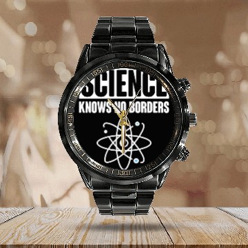 Discover Science Knows No Borders Science Nerd Geek Calendar Steel Band Watch