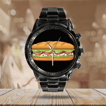 Discover Subway Sandwich Design Calendar Steel Band Watch