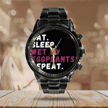 Discover Eggplant Lover Healthy Cuisine Gardening Calendar Steel Band Watch