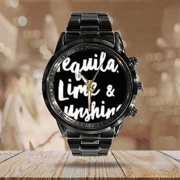 Discover Tequila Lime Sunshine Funny Mexican Alcohol Cool Calendar Steel Band Watch