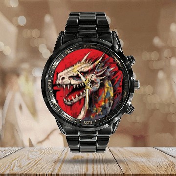 Discover Graffiti Dragon Unleashed Limited Edition Calendar Steel Band Watch