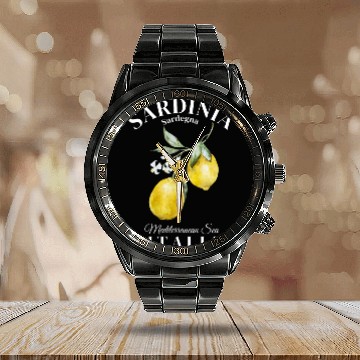 Discover Sardinia Island Sargenda Italia Lemon design Calendar Steel Band Watch