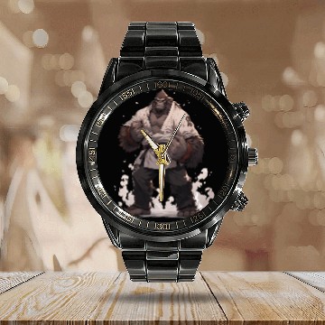 Discover Bigfoot Karate Martial Arts MMA Kawaii Calendar Steel Band Watch