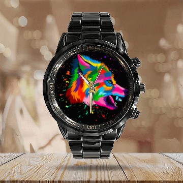 Discover Angry Wolf Head Calendar Steel Band Watch