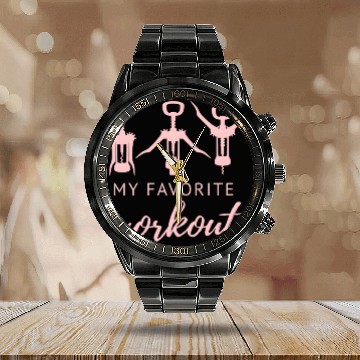 Discover My Favorite Workout Wine Opener Exercise Quote Calendar Steel Band Watch