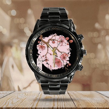 Discover Springtime Sakura Serenity Calendar Steel Band Watch