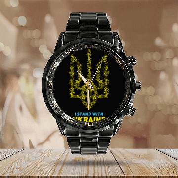 Discover UKRAINE, I STAND WITH UKRAINE Calendar Steel Band Watch