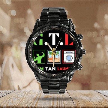 Discover Design sans titre 6 Gym Tan Laundry GTL New Jersey Calendar Steel Band Watch