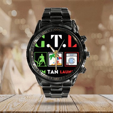 Discover Gym Tan Laundry GTL New Jersey Garden NJ Shore It Calendar Steel Band Watch