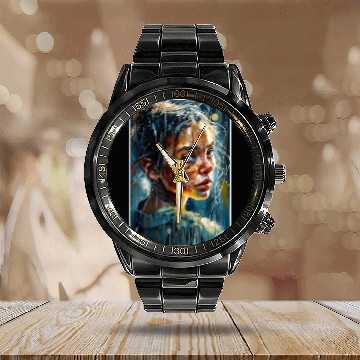 Discover Abstract Sad Girl Unhappy People Sadness Calendar Steel Band Watch