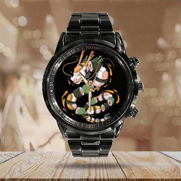 Discover Japanese Sushi Dragon Roll Kawaii Dragon Anime Calendar Steel Band Watch