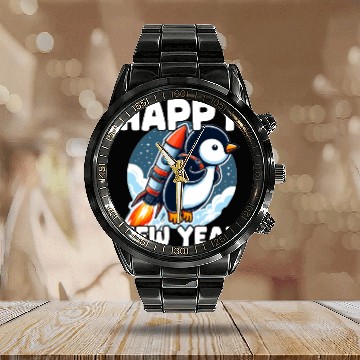Discover Penguin Happy New Year Calendar Steel Band Watch