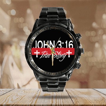 Discover John 3:16 True Story Love Jesus Christian Calendar Steel Band Watch