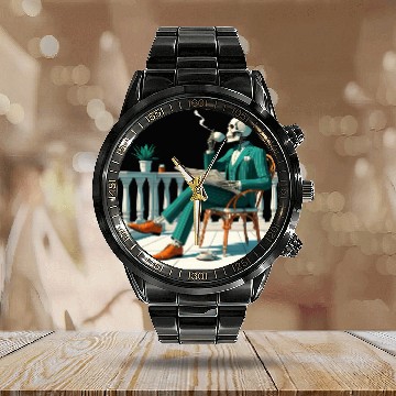 Discover Preppy skeleton Calendar Steel Band Watch