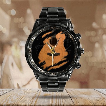 Discover Guitar Player Gift Vintage Guitarist Calendar Steel Band Watch